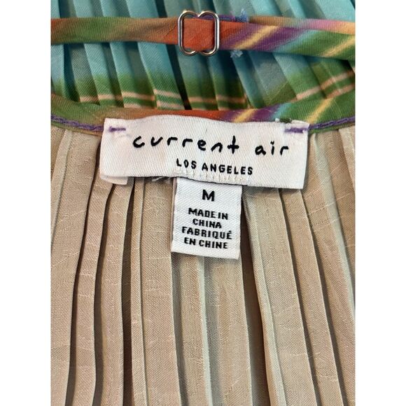 CURRENT AIR Los Angeles Pleated Rainbow Stripe Maxi Dress Size M EUC Boho - Picture 6 of 9